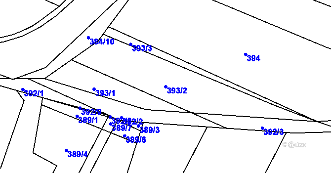 Parcela st. 393/2 v KÚ Koněšín, Katastrální mapa