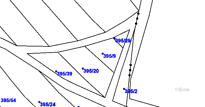 Parcela st. 395/9 v KÚ Koněšín, Katastrální mapa