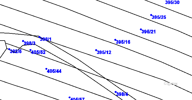 Parcela st. 395/12 v KÚ Koněšín, Katastrální mapa