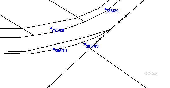 Parcela st. 395/45 v KÚ Koněšín, Katastrální mapa