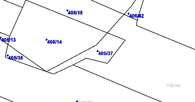 Parcela st. 405/37 v KÚ Koněšín, Katastrální mapa