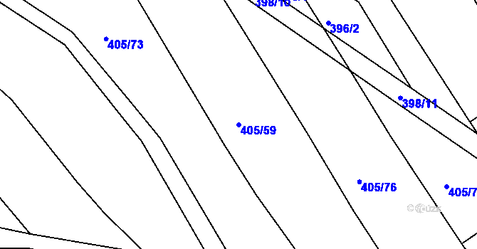 Parcela st. 405/59 v KÚ Koněšín, Katastrální mapa