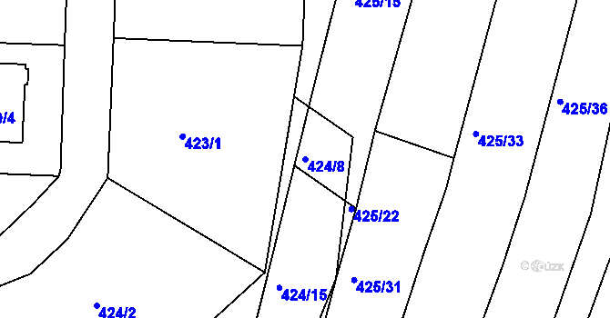 Parcela st. 424/8 v KÚ Koněšín, Katastrální mapa