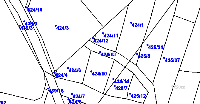 Parcela st. 424/13 v KÚ Koněšín, Katastrální mapa