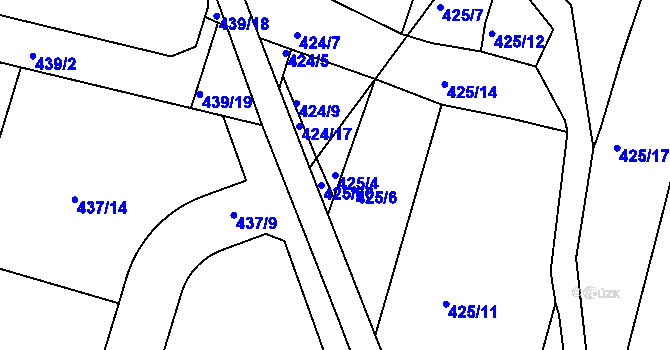 Parcela st. 425/4 v KÚ Koněšín, Katastrální mapa