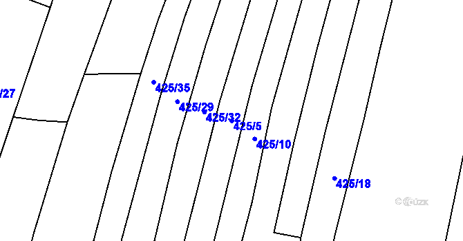 Parcela st. 425/5 v KÚ Koněšín, Katastrální mapa