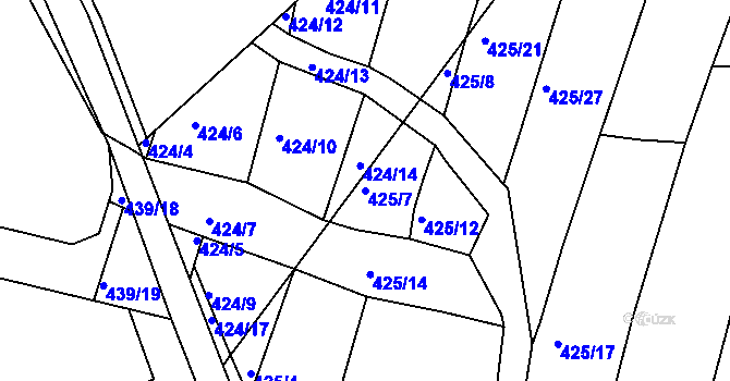Parcela st. 425/7 v KÚ Koněšín, Katastrální mapa