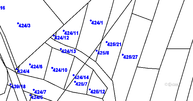 Parcela st. 425/8 v KÚ Koněšín, Katastrální mapa