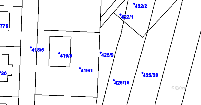 Parcela st. 425/9 v KÚ Koněšín, Katastrální mapa