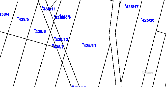 Parcela st. 425/11 v KÚ Koněšín, Katastrální mapa