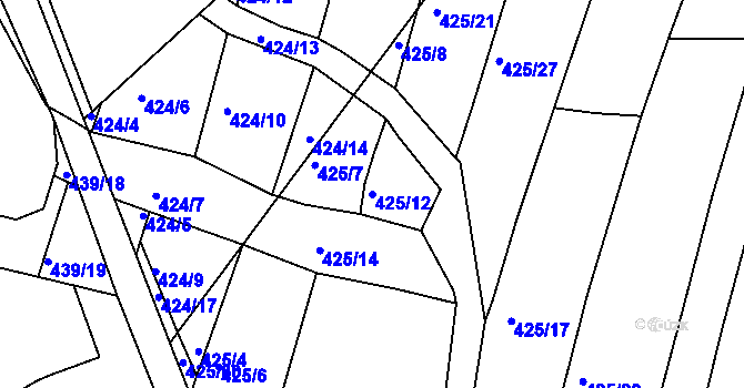 Parcela st. 425/12 v KÚ Koněšín, Katastrální mapa