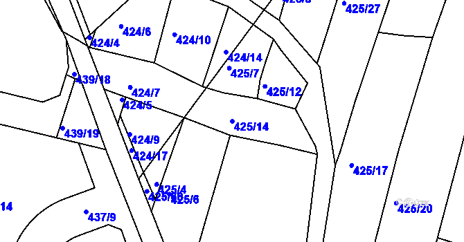 Parcela st. 425/14 v KÚ Koněšín, Katastrální mapa