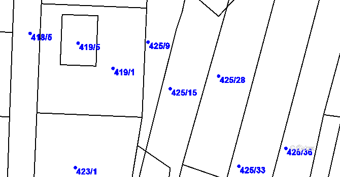 Parcela st. 425/15 v KÚ Koněšín, Katastrální mapa