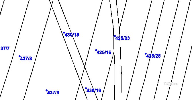 Parcela st. 425/16 v KÚ Koněšín, Katastrální mapa