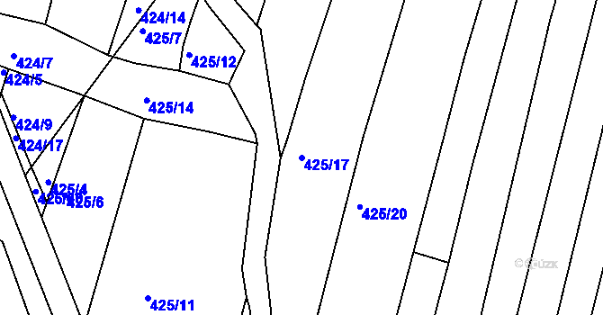 Parcela st. 425/17 v KÚ Koněšín, Katastrální mapa