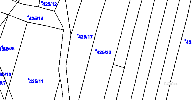 Parcela st. 425/20 v KÚ Koněšín, Katastrální mapa