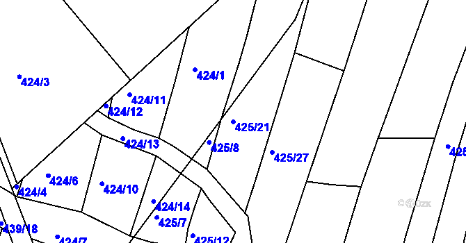 Parcela st. 425/21 v KÚ Koněšín, Katastrální mapa