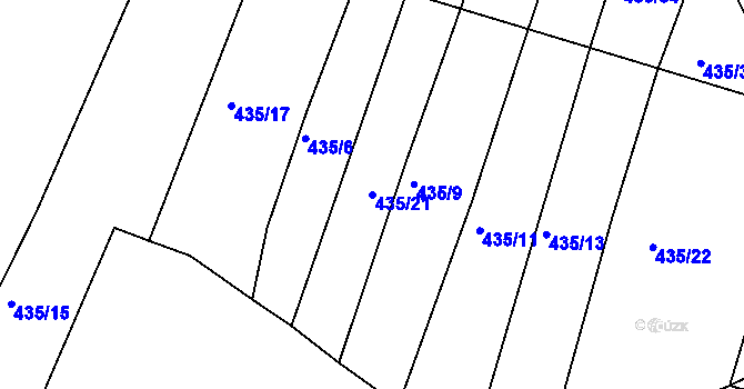 Parcela st. 435/21 v KÚ Koněšín, Katastrální mapa
