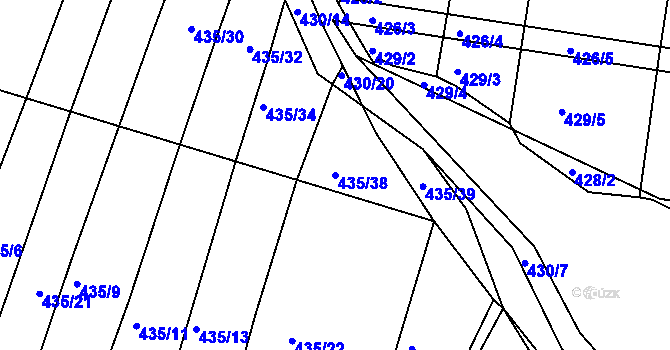 Parcela st. 435/38 v KÚ Koněšín, Katastrální mapa