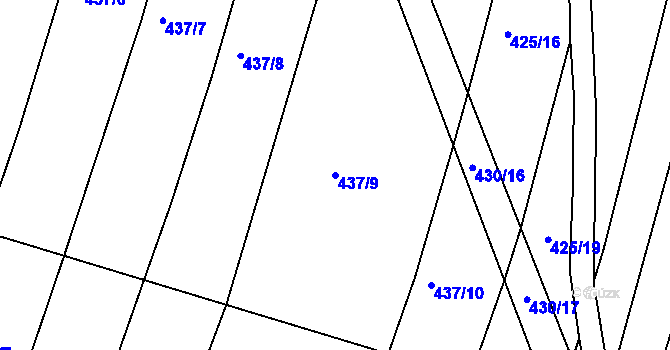 Parcela st. 437/9 v KÚ Koněšín, Katastrální mapa