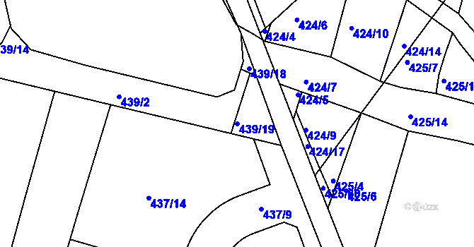 Parcela st. 439/19 v KÚ Koněšín, Katastrální mapa