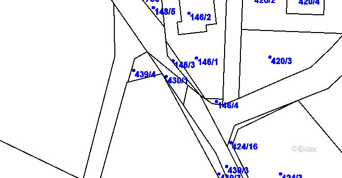 Parcela st. 439/20 v KÚ Koněšín, Katastrální mapa