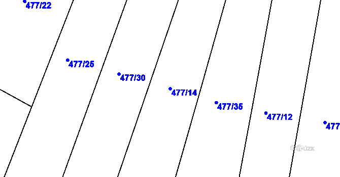 Parcela st. 477/14 v KÚ Koněšín, Katastrální mapa