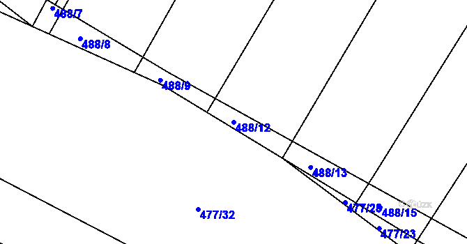 Parcela st. 488/12 v KÚ Koněšín, Katastrální mapa