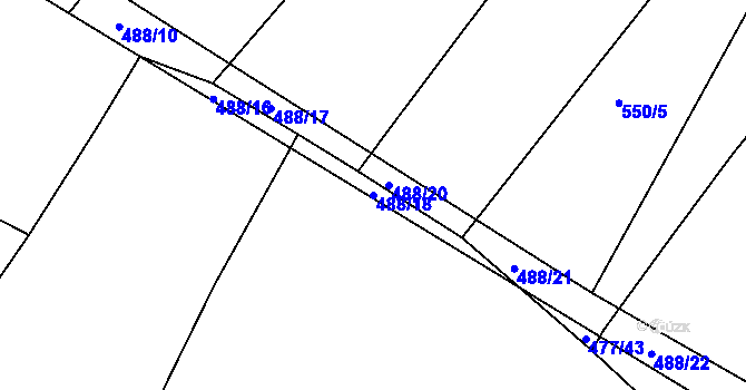 Parcela st. 488/18 v KÚ Koněšín, Katastrální mapa