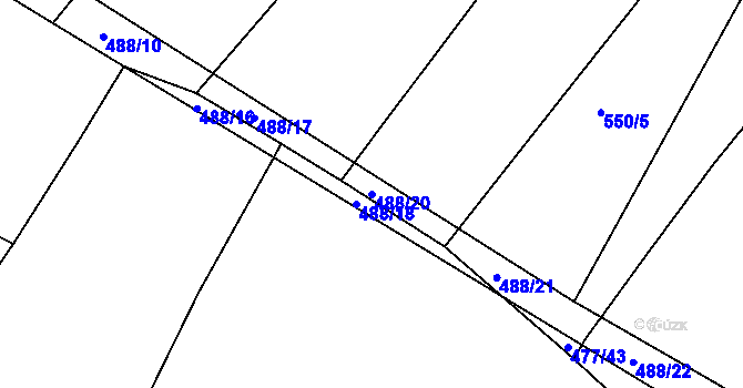 Parcela st. 488/20 v KÚ Koněšín, Katastrální mapa
