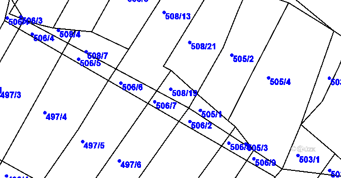 Parcela st. 508/19 v KÚ Koněšín, Katastrální mapa