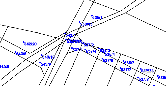 Parcela st. 537/2 v KÚ Koněšín, Katastrální mapa