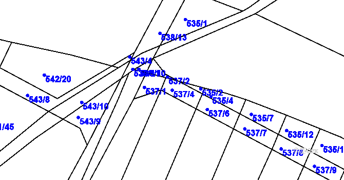 Parcela st. 537/4 v KÚ Koněšín, Katastrální mapa
