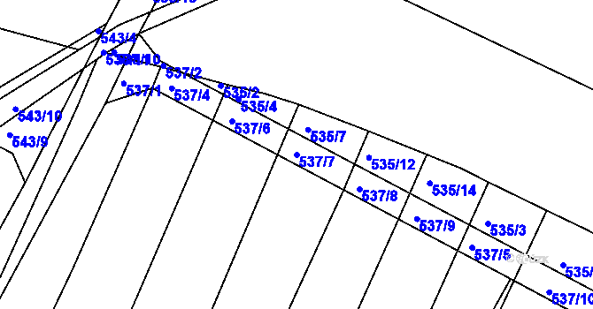 Parcela st. 537/7 v KÚ Koněšín, Katastrální mapa
