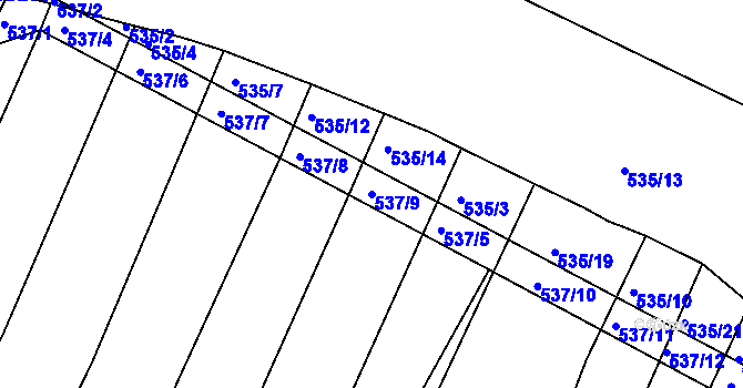 Parcela st. 537/9 v KÚ Koněšín, Katastrální mapa