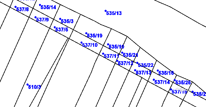 Parcela st. 537/11 v KÚ Koněšín, Katastrální mapa