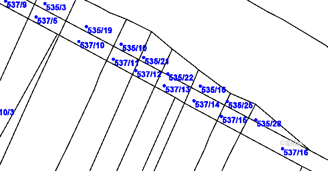 Parcela st. 537/13 v KÚ Koněšín, Katastrální mapa
