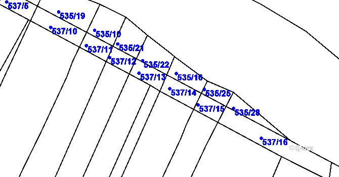 Parcela st. 537/14 v KÚ Koněšín, Katastrální mapa