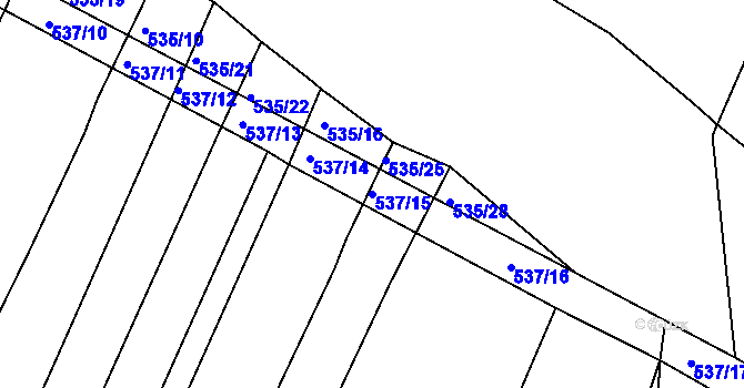 Parcela st. 537/15 v KÚ Koněšín, Katastrální mapa