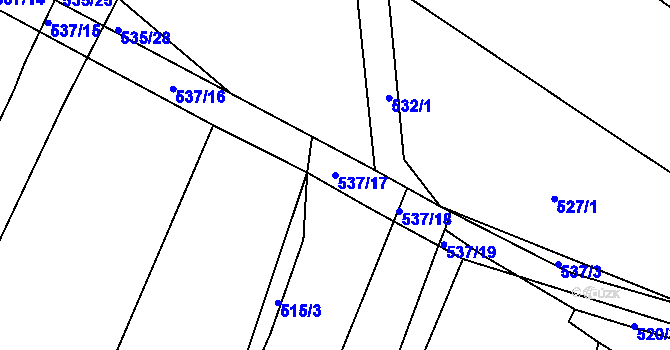 Parcela st. 537/17 v KÚ Koněšín, Katastrální mapa