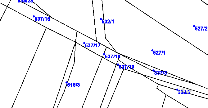Parcela st. 537/18 v KÚ Koněšín, Katastrální mapa
