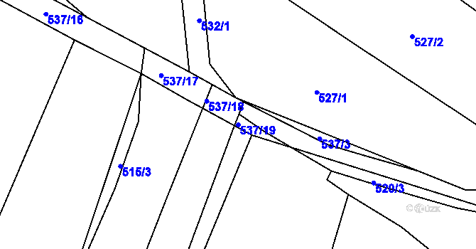 Parcela st. 537/19 v KÚ Koněšín, Katastrální mapa