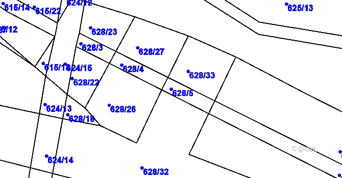 Parcela st. 628/5 v KÚ Koněšín, Katastrální mapa