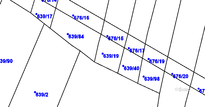 Parcela st. 639/19 v KÚ Koněšín, Katastrální mapa