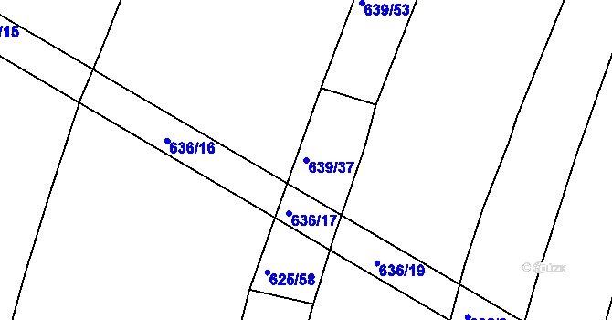 Parcela st. 639/37 v KÚ Koněšín, Katastrální mapa