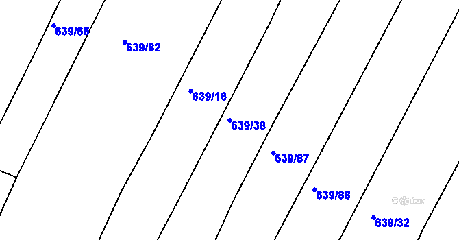 Parcela st. 639/38 v KÚ Koněšín, Katastrální mapa