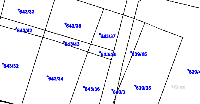 Parcela st. 643/44 v KÚ Koněšín, Katastrální mapa
