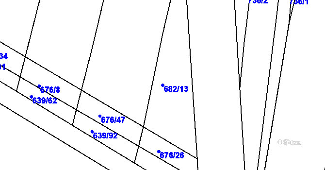 Parcela st. 682/13 v KÚ Koněšín, Katastrální mapa