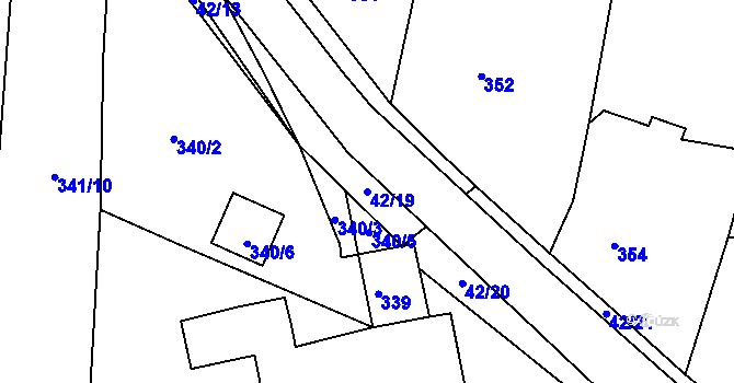 Parcela st. 42/19 v KÚ Koněšín, Katastrální mapa