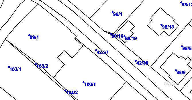 Parcela st. 42/37 v KÚ Koněšín, Katastrální mapa